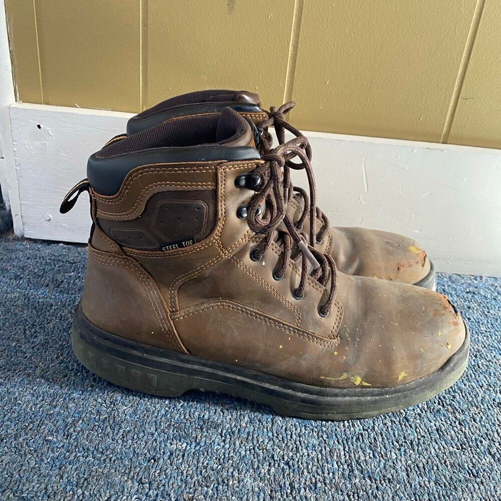 Brahma men 9.5 steel toe tie up lace work boots